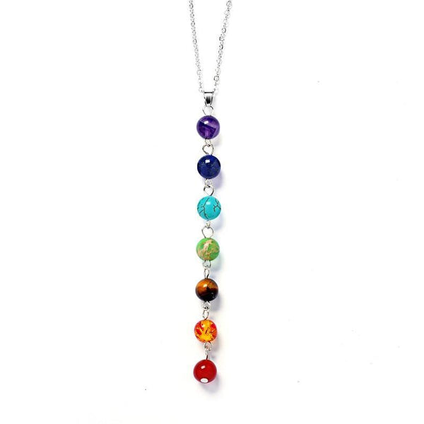 H:HYDE 5Style Silver Color Seven Color Stone Chakra Necklaces Pendants Yoga Reiki Healing Balancing 7 Chakra Necklace Women Gift