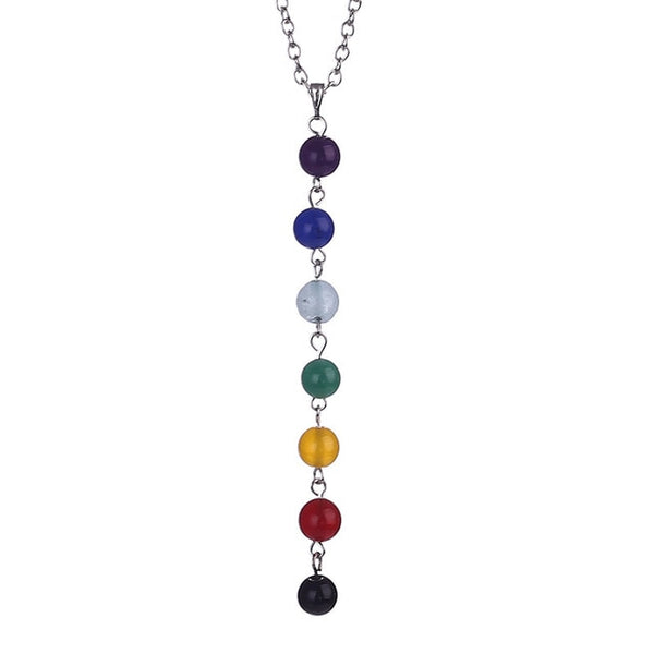 H:HYDE 5Style Silver Color Seven Color Stone Chakra Necklaces Pendants Yoga Reiki Healing Balancing 7 Chakra Necklace Women Gift