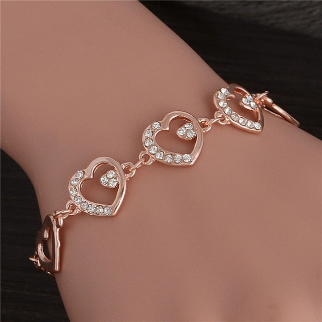 Women Fashion Bridal Jewelry Flower Opal Charm Bracelets Gold Color Crystal Statement Bracelets & Bangles