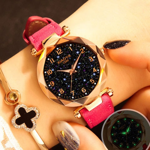 Fashion Women Watches 2018 Best Sell Star Sky Dial Clock Luxury Rose Gold Women's Bracelet Quartz Wrist Watches New Dropshipping