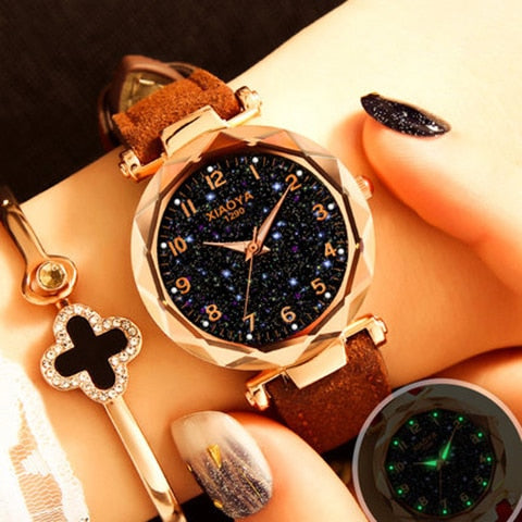 Fashion Women Watches 2018 Best Sell Star Sky Dial Clock Luxury Rose Gold Women's Bracelet Quartz Wrist Watches New Dropshipping