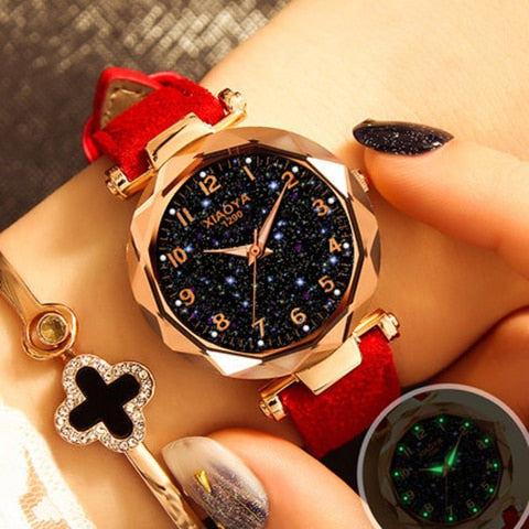 Fashion Women Watches 2018 Best Sell Star Sky Dial Clock Luxury Rose Gold Women's Bracelet Quartz Wrist Watches New Dropshipping