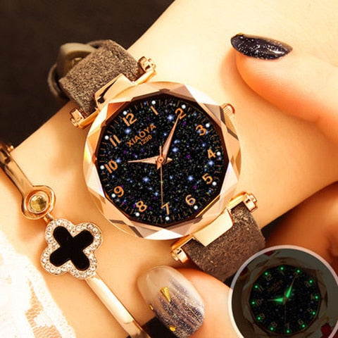 Fashion Women Watches 2018 Best Sell Star Sky Dial Clock Luxury Rose Gold Women's Bracelet Quartz Wrist Watches New Dropshipping