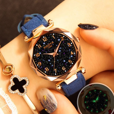 Fashion Women Watches 2018 Best Sell Star Sky Dial Clock Luxury Rose Gold Women's Bracelet Quartz Wrist Watches New Dropshipping