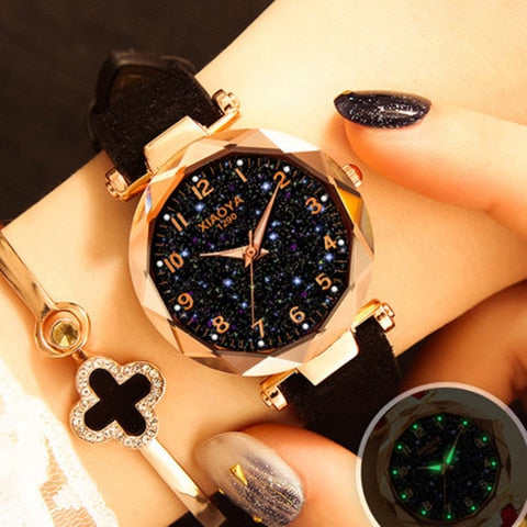 Fashion Women Watches 2018 Best Sell Star Sky Dial Clock Luxury Rose Gold Women's Bracelet Quartz Wrist Watches New Dropshipping