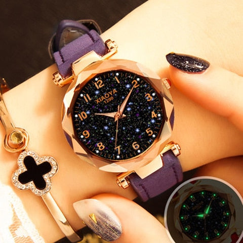 Fashion Women Watches 2018 Best Sell Star Sky Dial Clock Luxury Rose Gold Women's Bracelet Quartz Wrist Watches New Dropshipping