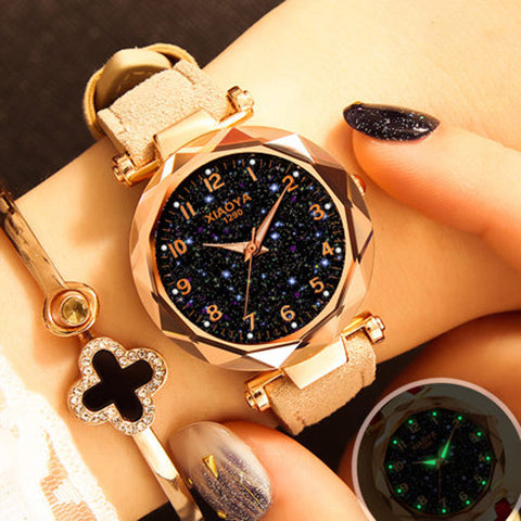 Fashion Women Watches 2018 Best Sell Star Sky Dial Clock Luxury Rose Gold Women's Bracelet Quartz Wrist Watches New Dropshipping