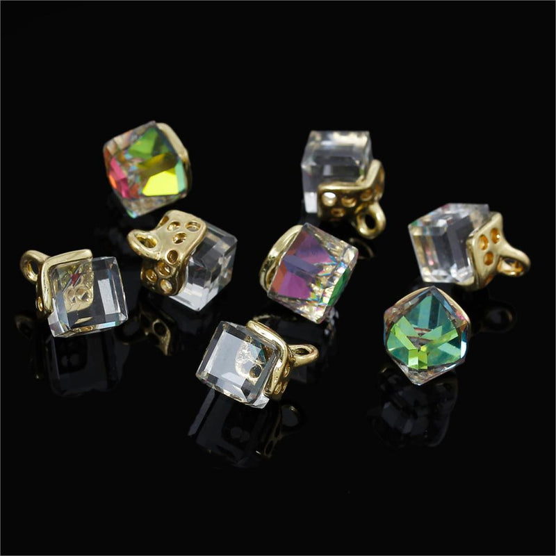 DoreenBeads Zinc metal alloy Charm Pendants Cube Light Golden Faceted 15mm( 5/8") x 10mm( 3/8"), 1 Piece 2017 new